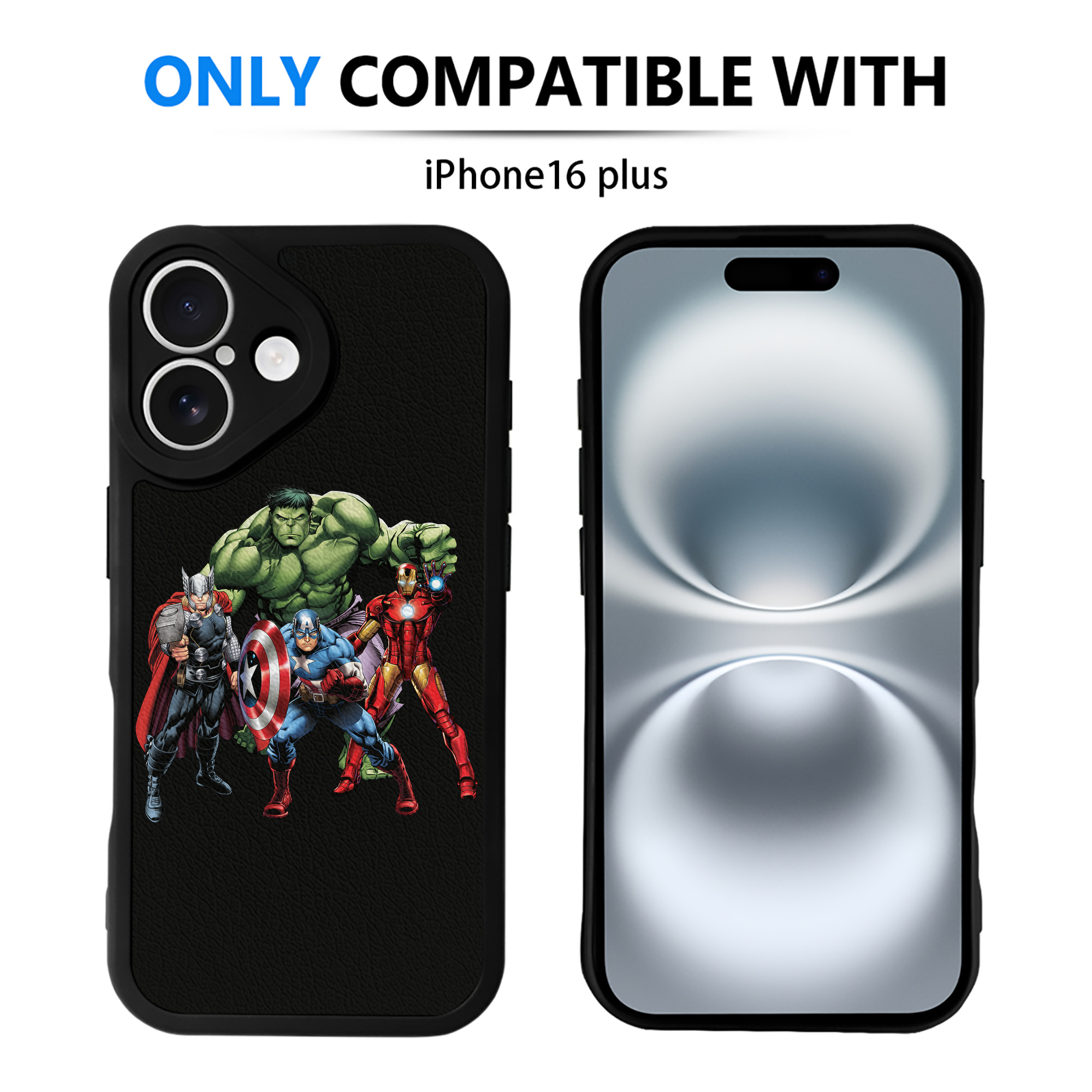 （画像用） アベンジャーズ The Avengers 【iPhone 16シリーズ対応】シリコンスマホケース（レザー調） 材質：シリコン